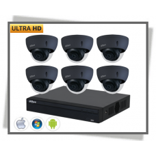IP Dahua 4mp Ultra Hd Videoovervågning Vandal Dome Black Kamera Sæt 6